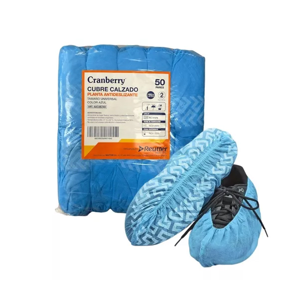 CUBRE CALZADO - TELA NO TEJIDA COLOR CELESTE CON ANTIDESLIZANTE BOLSA X 100 UNID