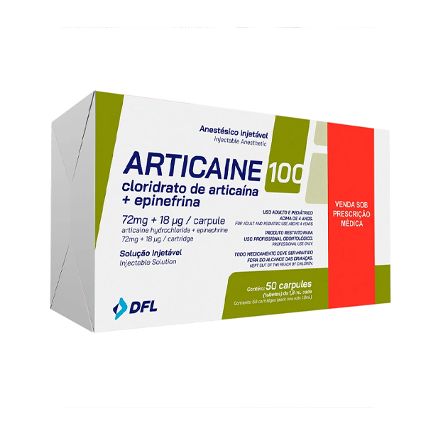 ANESTESIA - 4%, ARTICAINE 1:100.000 - CAJA 50/T VIDRIO - DFL BRASIL
