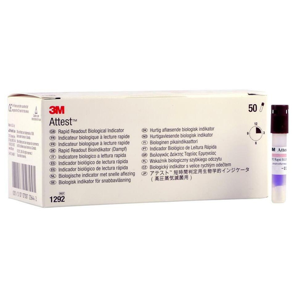 CONTROL BIOLÓGICO PARA AUTOCLAVE ATTEST  RÁPIDO - 50 UNIDADES 1292 - 3M