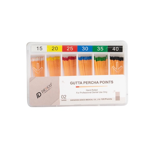 CONOS DE GUTAPERCHA TAPER 0.02 - DENCO (120 unid)