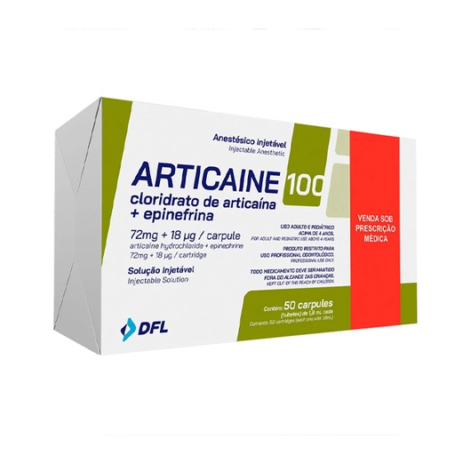 ANESTESIA - 4%, ARTICAINE 1:100.000 - CAJA 50/T VIDRIO - DFL BRASIL